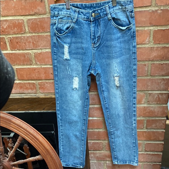 Youth Distressed Blue Jeans Hehualin Brand - Picture 1 of 8